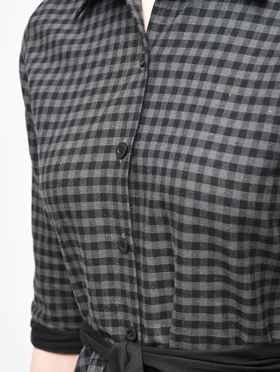 asymmetric tie belted checkered dress - 15894125 - Zoom Image - 6