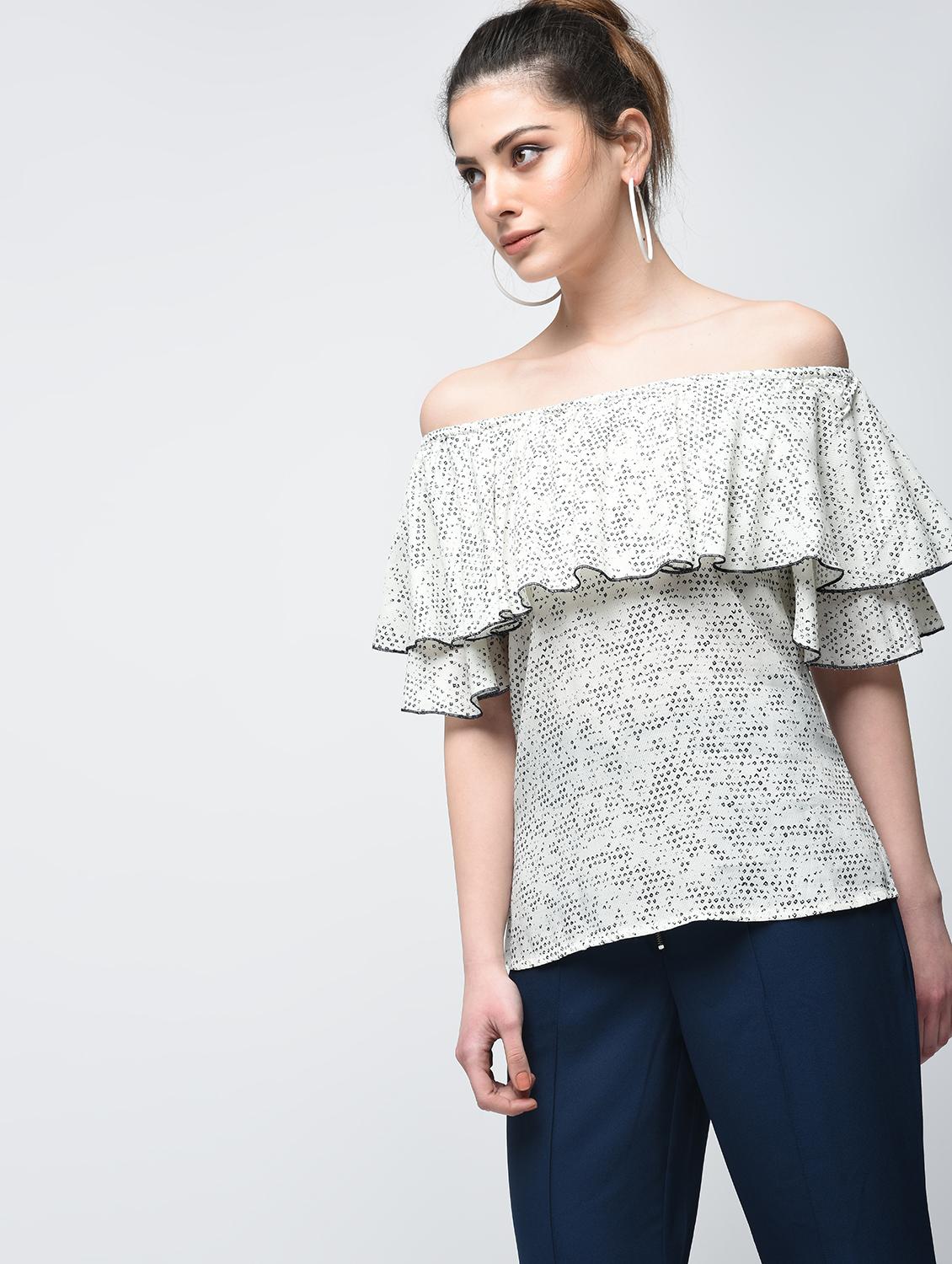 off shoulder ruffled top - 15894133 - Zoom Image - 2
