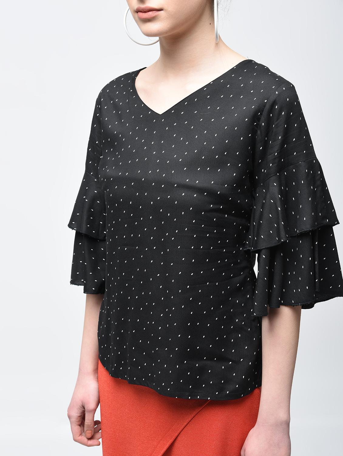 tiered ruffle bell sleeved top - 15894135 - Zoom Image - 5