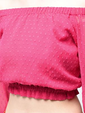 dobby off shoulder crop top - 15894138 - Standard Image - 6