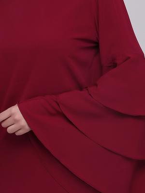 tiered bell sleeve keyhole back top - 15894257 - Standard Image - 4