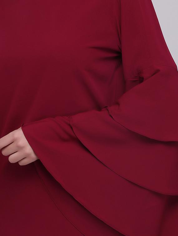 tiered bell sleeve keyhole back top - 15894257 - Zoom Image - 4