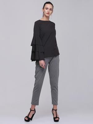 tiered bell sleeve keyhole back top - 15894259 - Standard Image - 3