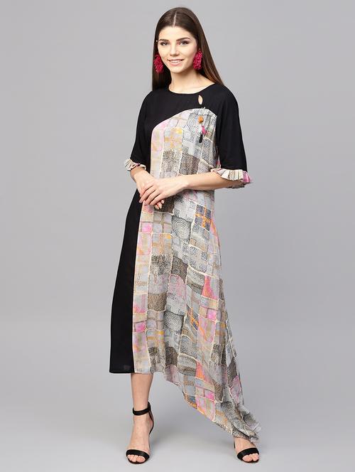 asymmetric printed dress - 15894309 - Standard Image - 1