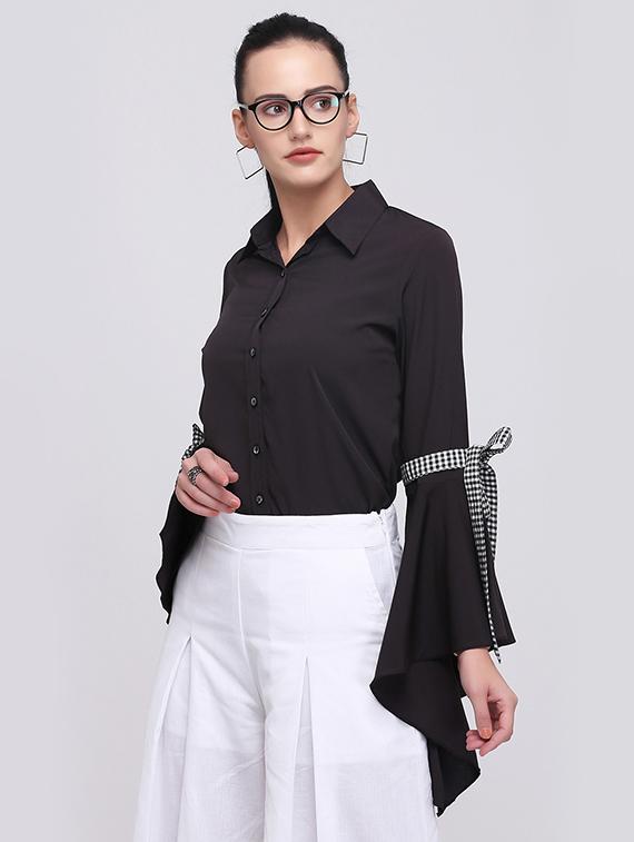 extended bell sleeve tie-knot shirt - 15894361 - Zoom Image - 2