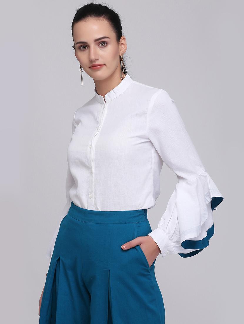 ruffle detail contrast binding shirt - 15894362 - Zoom Image - 2