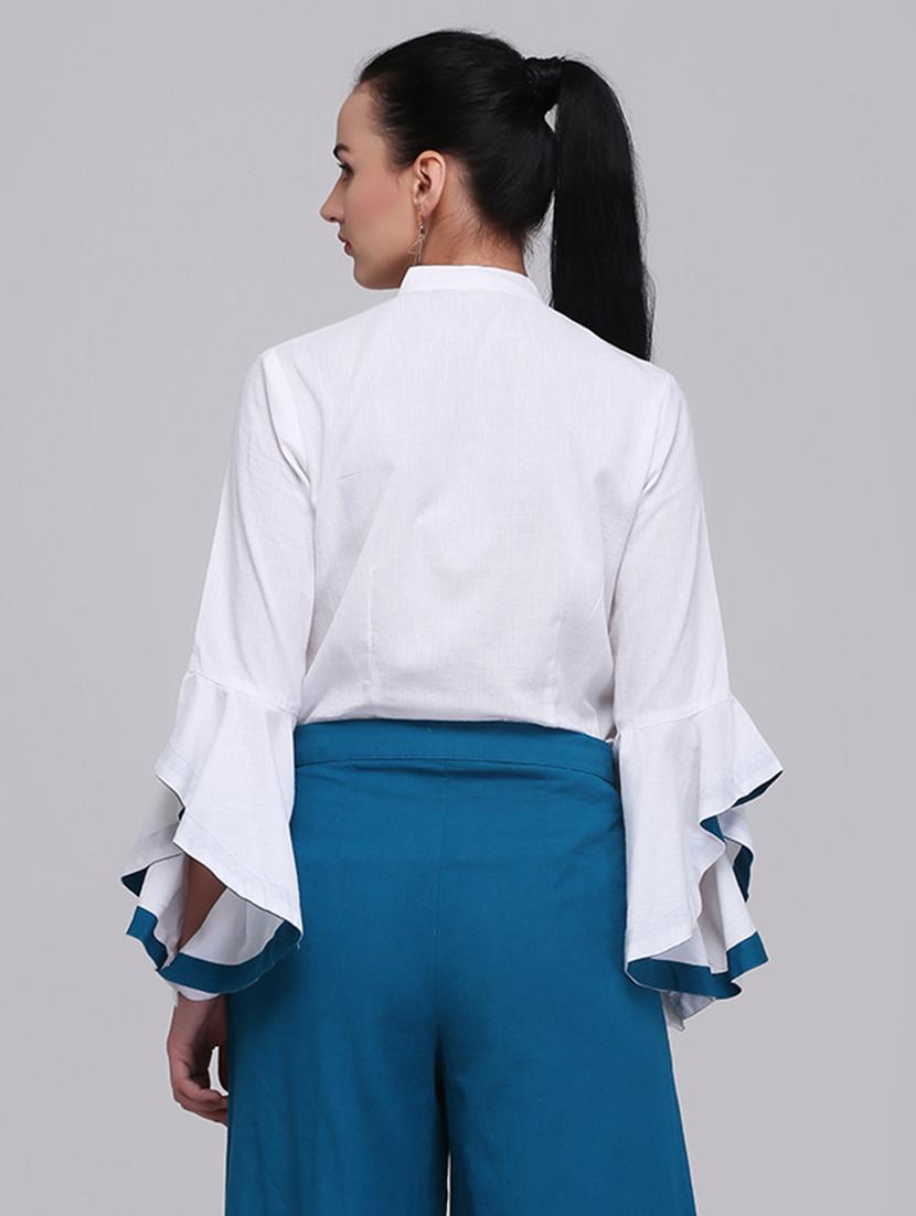 ruffle detail contrast binding shirt - 15894362 - Zoom Image - 3