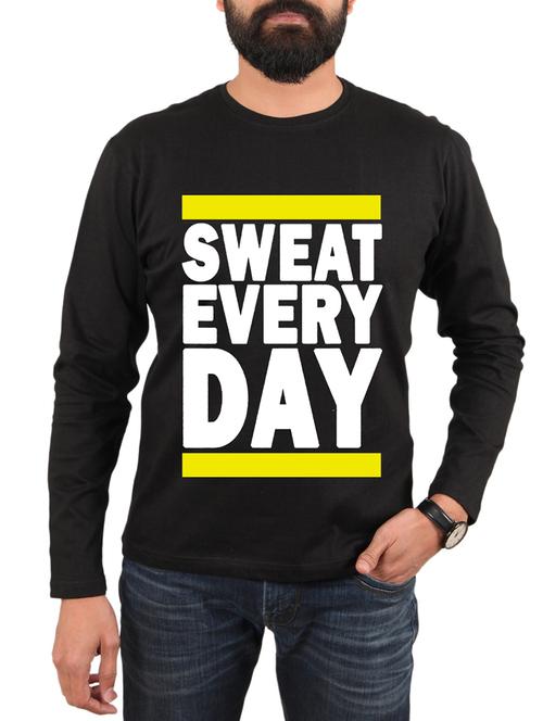 black cotton front print t-shirt - 15894465 - Standard Image - 1