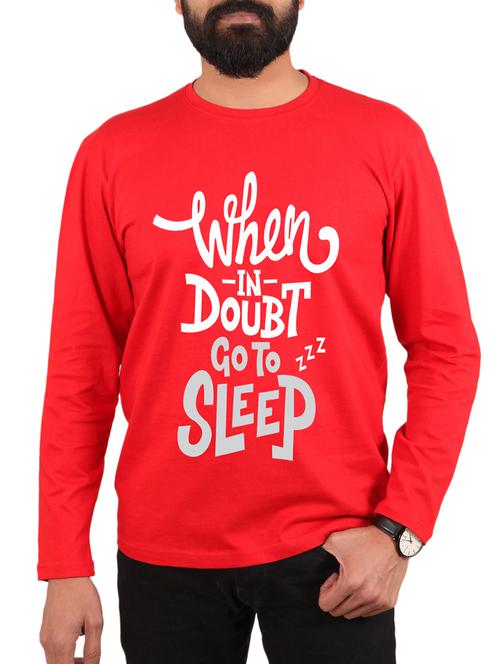 red cotton front print t-shirt - 15894503 - Standard Image - 1