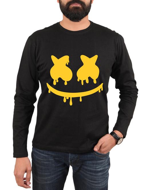 black cotton chest print t-shirt - 15894515 - Standard Image - 1