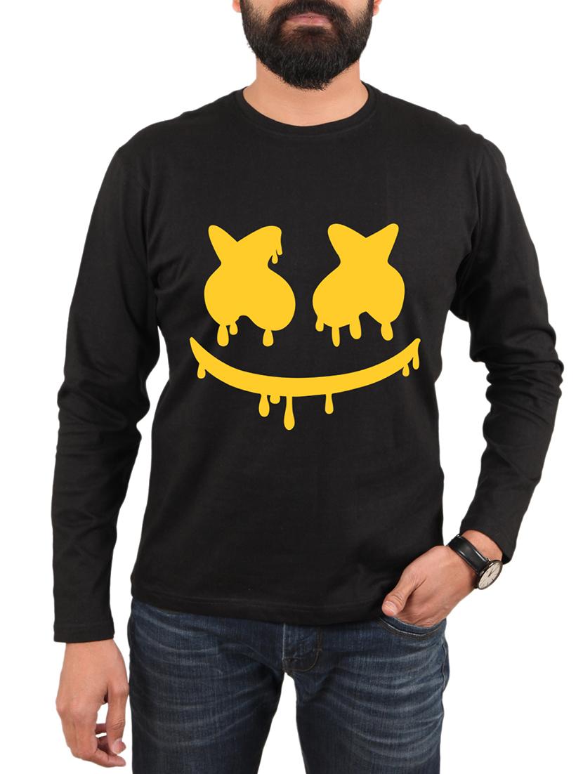 black cotton chest print t-shirt - 15894515 - Zoom Image - 1