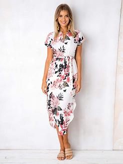 side slit floral asymmetric dress - 15894727 - Standard Image - 1