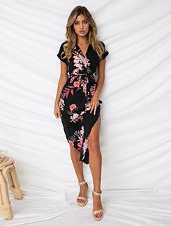 side slit floral asymmetric dress - 15894728 - Zoom Image - 1