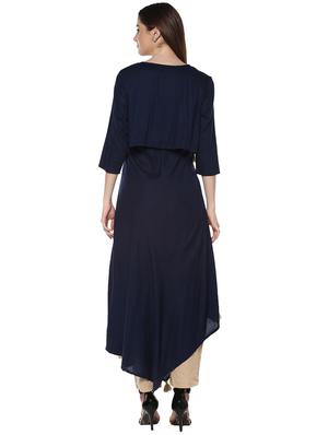embroidered asymmetric kurta with tassels - 15896938 - Standard Image - 4