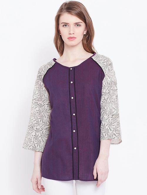 faux button detail raglan sleeved top - 15897107 - Standard Image - 1