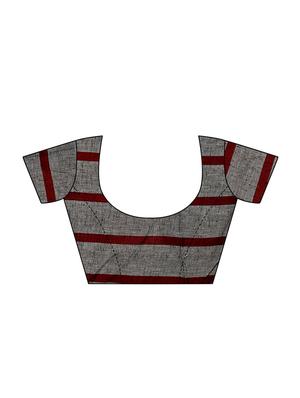 checkered handloom saree with blouse - 15897148 - Standard Image - 3