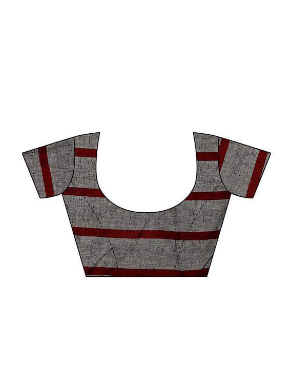 checkered handloom saree with blouse - 15897148 - Zoom Image - 3