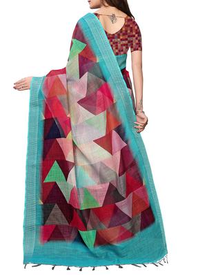 geometric printed saree with blouse - 15897166 - Standard Image - 2