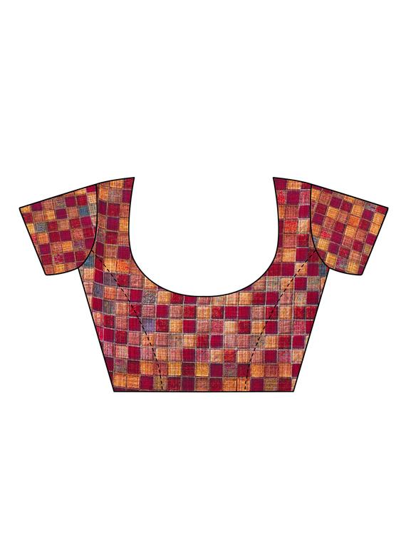 geometric printed saree with blouse - 15897166 - Zoom Image - 3