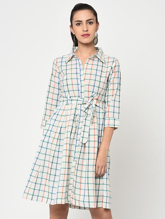 checkered tie belted dress - 15897377 - Zoom Image - 1