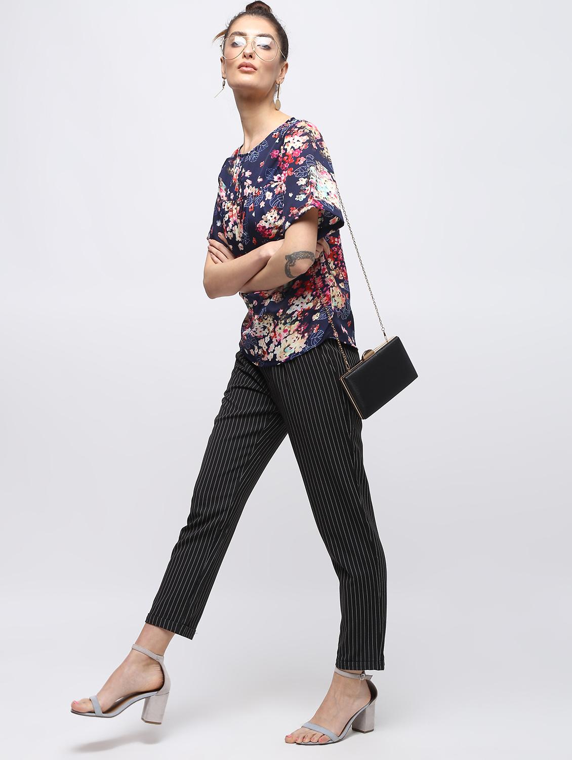 pleated floral lace trim top - 15897845 - Zoom Image - 1