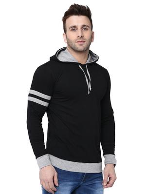 black cotton hooded t-shirt - 15898222 - Standard Image - 2