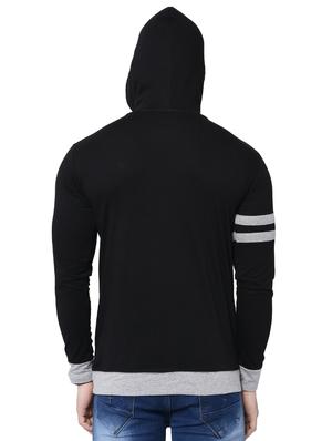 black cotton hooded t-shirt - 15898222 - Standard Image - 3