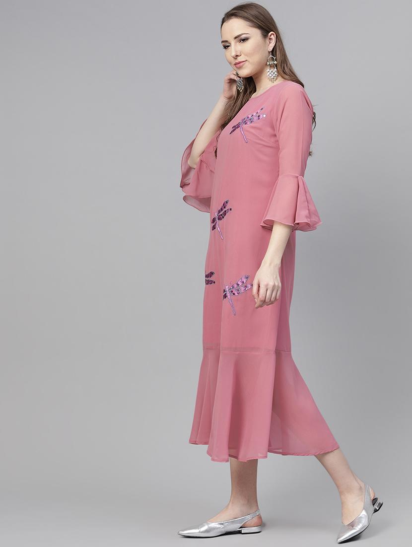 bell sleeved sequined a-line dress - 15898242 - Zoom Image - 2