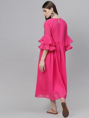 layered bell sleeved embellished dress - 15898244 - Standard Image - 3