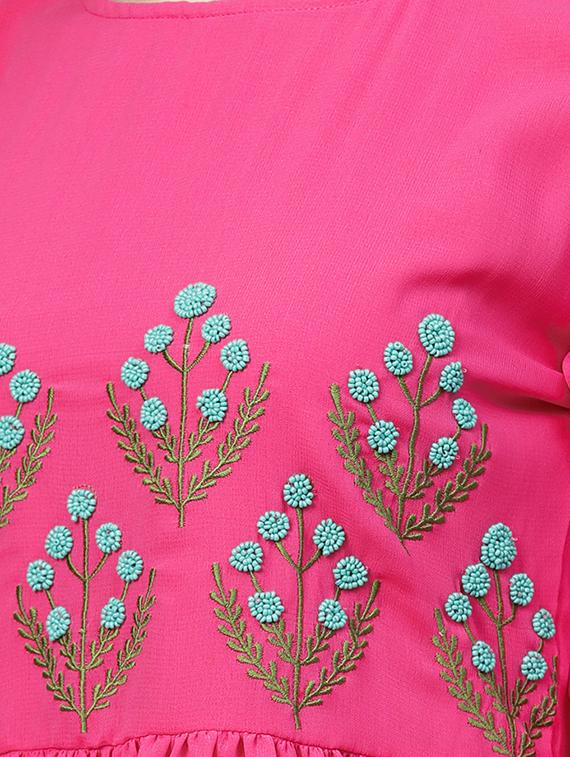 layered bell sleeved embellished dress - 15898244 - Zoom Image - 4