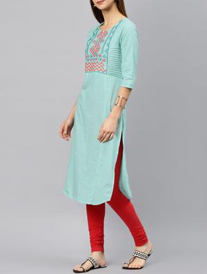 embroidered straight kurta - 15898554 - Standard Image - 2