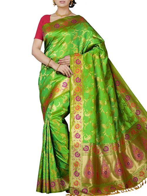 paisley zari motif banarasi saree with blouse - 15898592 - Standard Image - 1