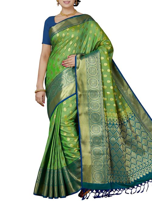 ethnic zari motif banarasi saree with blouse - 15898593 - Standard Image - 1