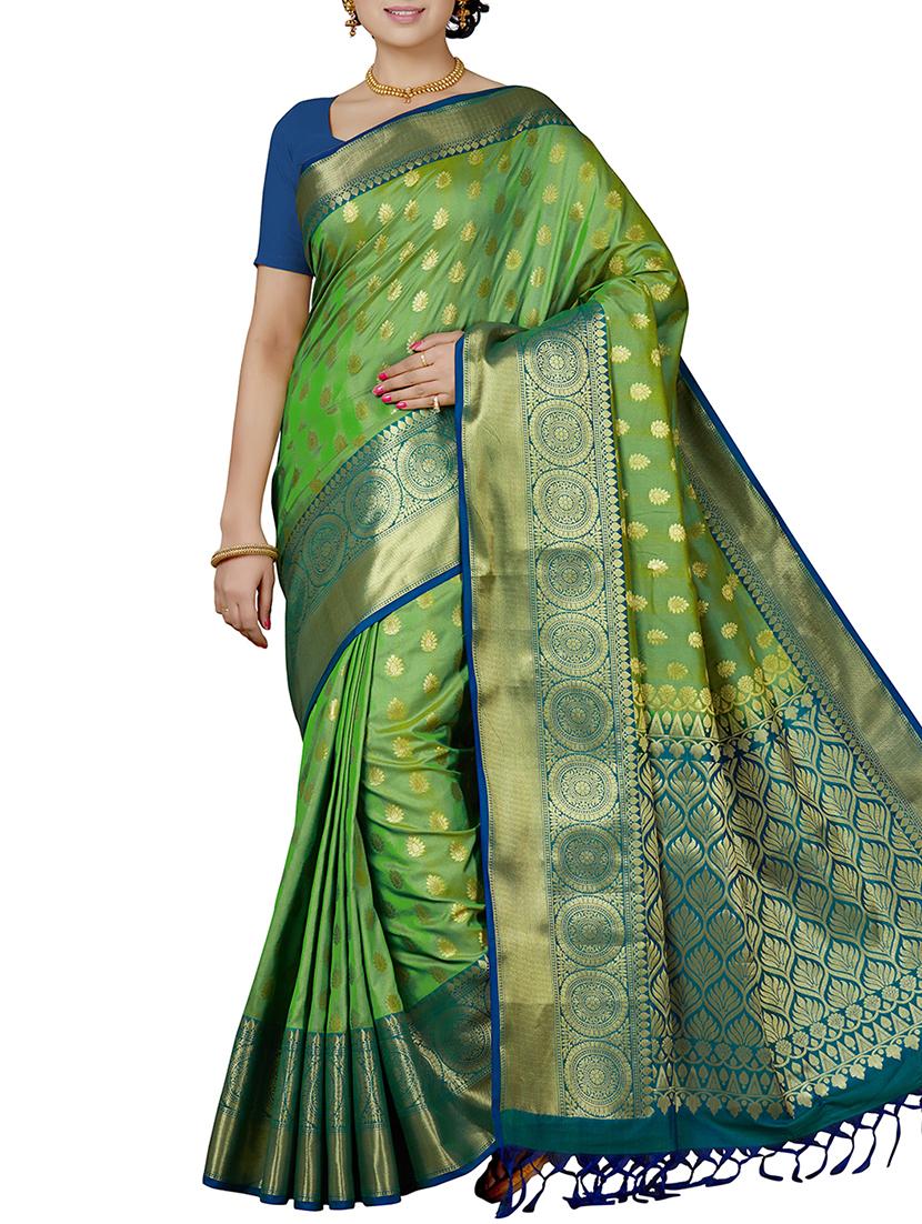 ethnic zari motif banarasi saree with blouse - 15898593 - Zoom Image - 1