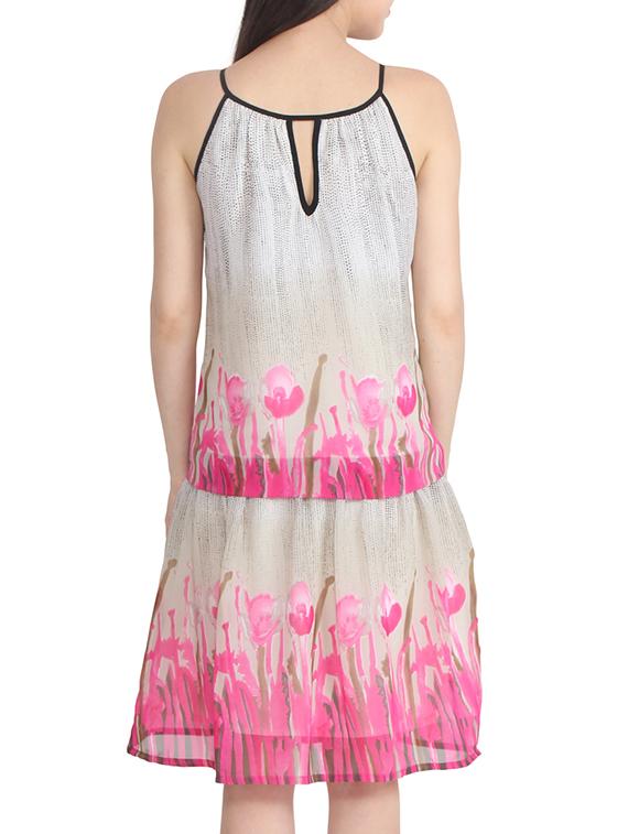contrast piping detail floral dress - 15898794 - Zoom Image - 3