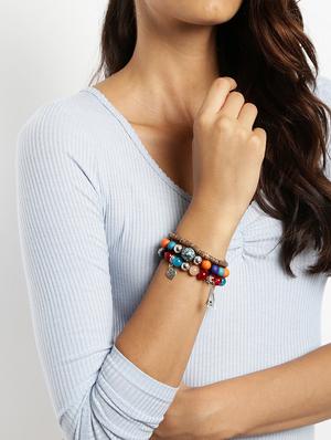 multi colored silver plated beaded bracelet - 15899702 - Standard Image - 3