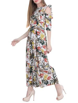 ruffled cold shoulder tropical jumpsuit - 15899903 - Standard Image - 2