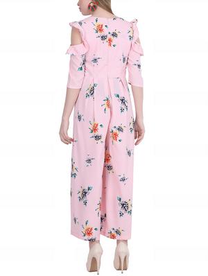 ruffled cold shoulder floral jumpsuit - 15899904 - Standard Image - 3