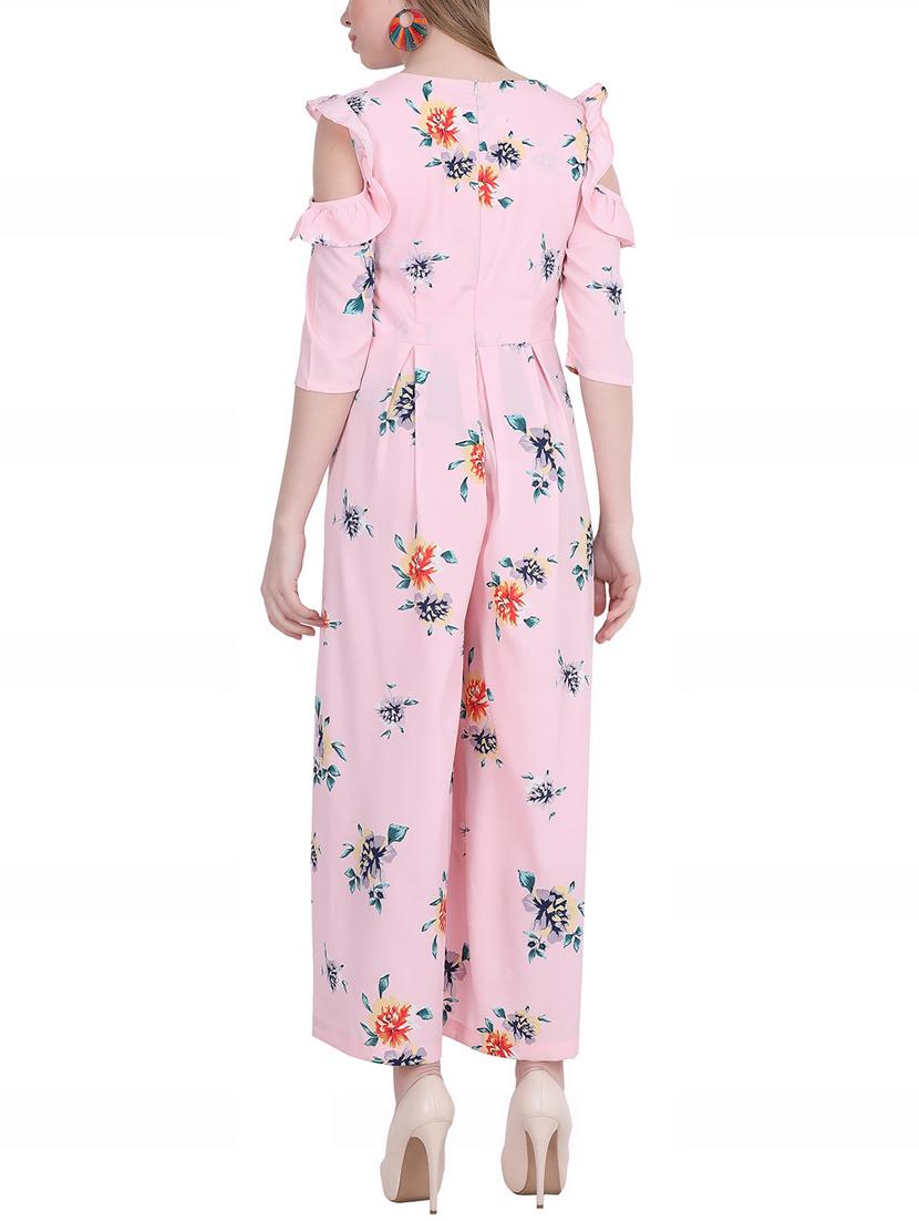 ruffled cold shoulder floral jumpsuit - 15899904 - Zoom Image - 3