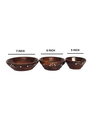desi karigar brown wooden bowls - set of 3 - 15900280 - Standard Image - 6