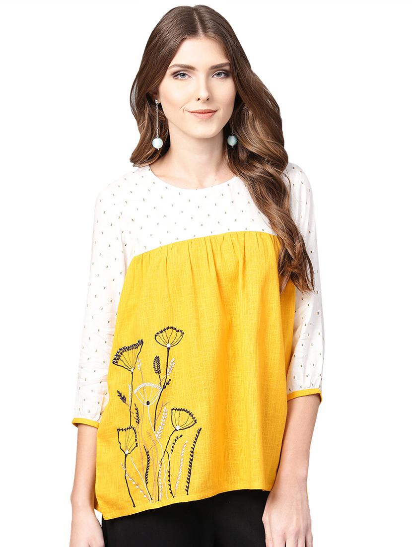 embroidered gather detail top - 15900711 - Zoom Image - 1