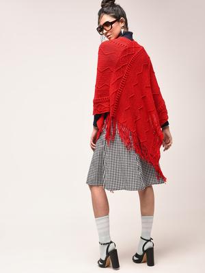 fringed hem knitted poncho - 15900880 - Standard Image - 3