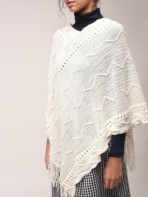 fringed hem knitted poncho - 15900885 - Standard Image - 5