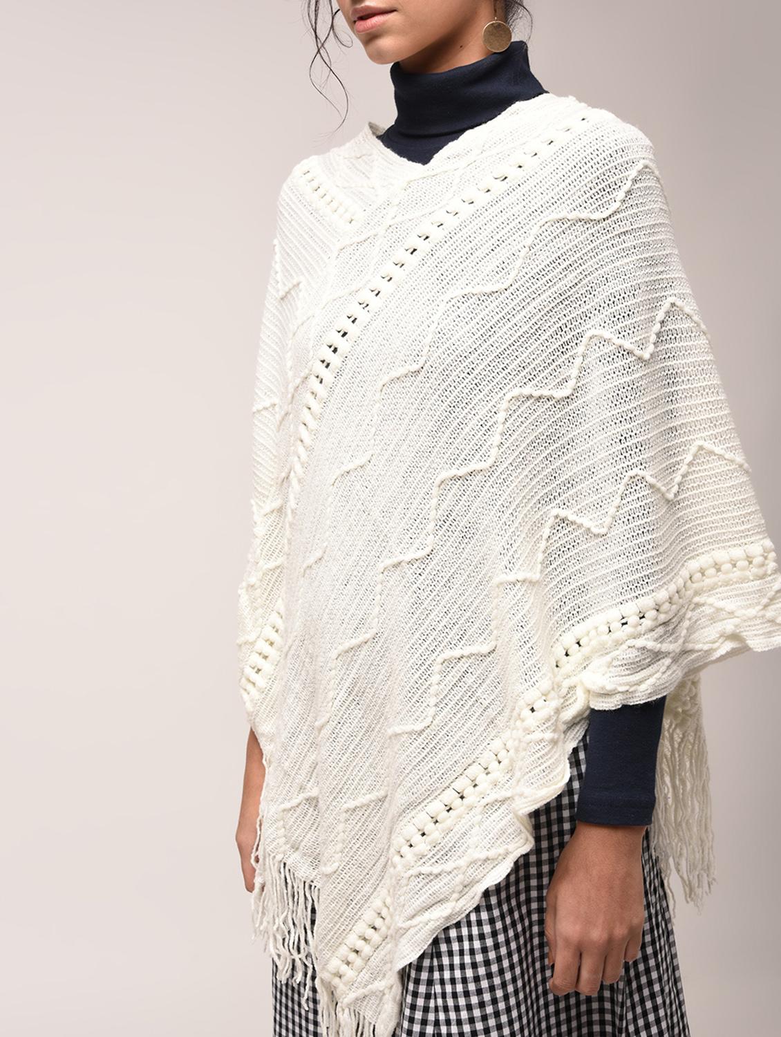 fringed hem knitted poncho - 15900885 - Zoom Image - 5