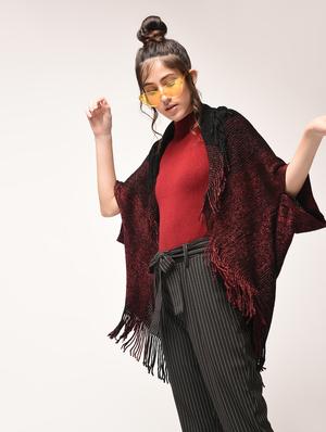 bat wing sleeved fringed shrug - 15900888 - Standard Image - 2