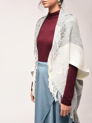 fringed striped shrug - 15900892 - Standard Image - 5