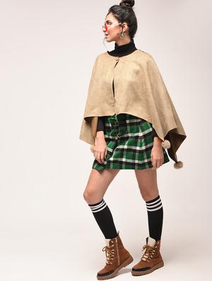 pom pom detail single button tie poncho - 15900893 - Standard Image - 4