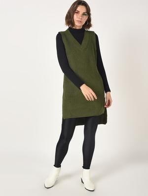 olive high low knitted tunic - 15900894 - Standard Image - 2