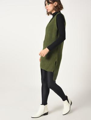 olive high low knitted tunic - 15900894 - Standard Image - 3