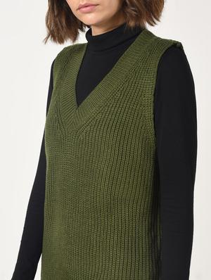 olive high low knitted tunic - 15900894 - Standard Image - 5